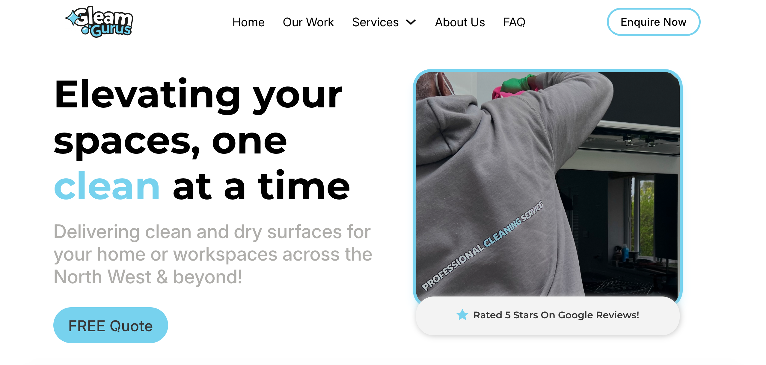 Hero section image of a completed project for a cleaning company.